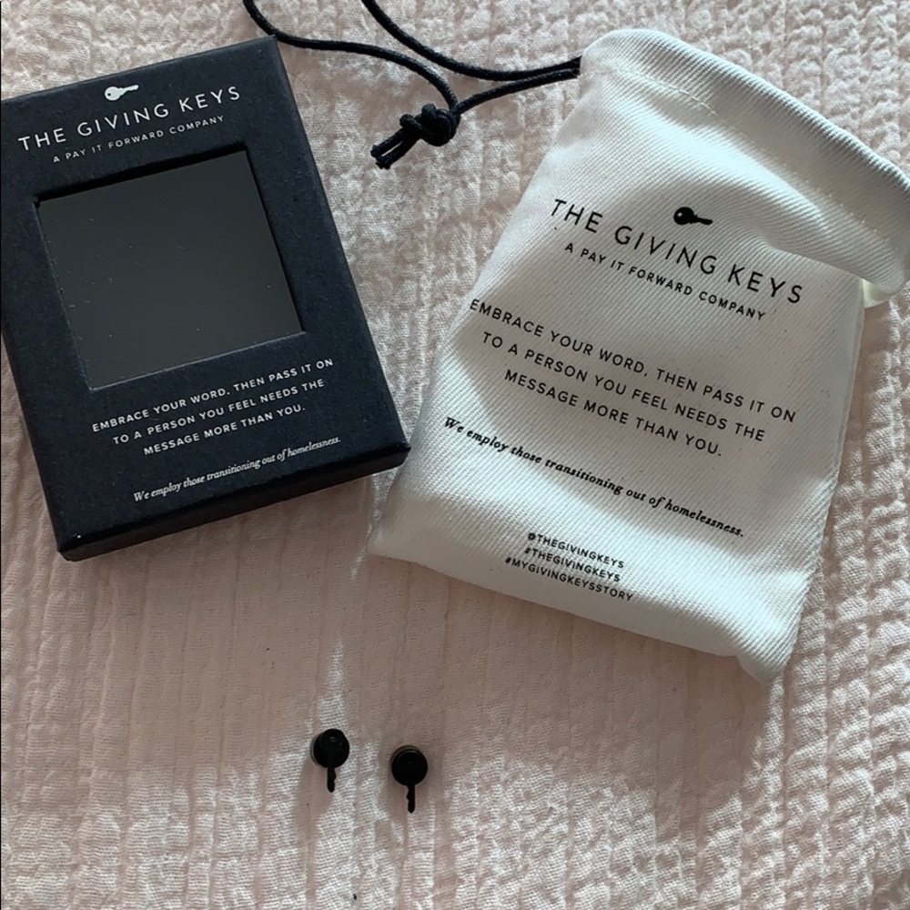 The Giving Keys Black LOVE Earrings NWT